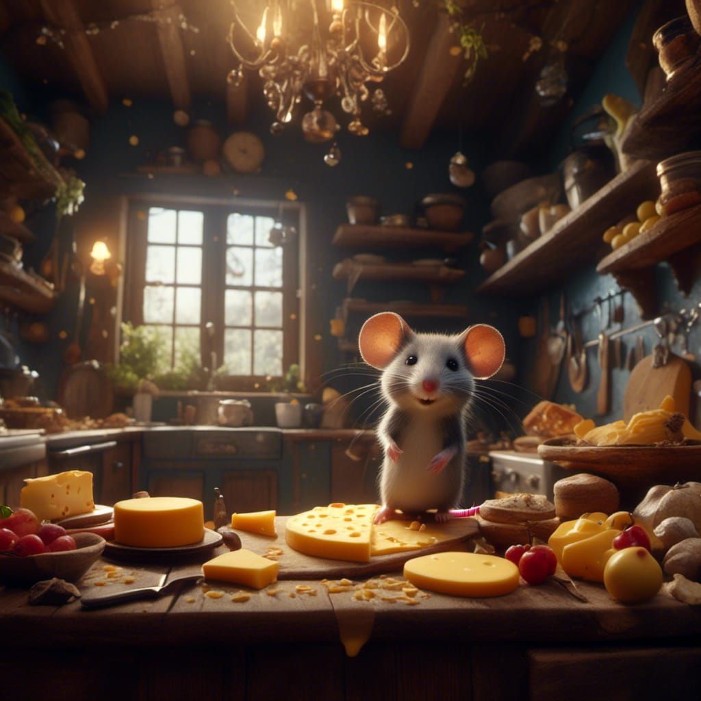 Mouse Finds Cheese Kingdom: Detailed Matte Painting