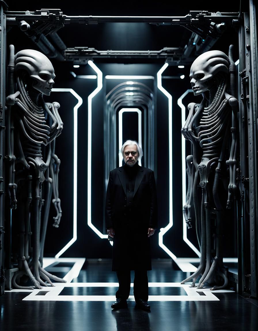 Dark Sci-Fi Portrait in Giger Style