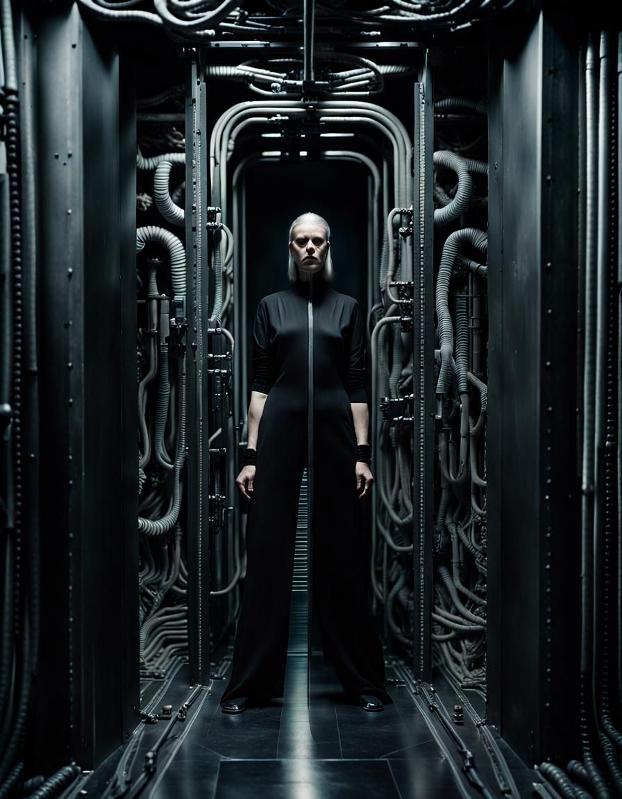 Dark Sci-Fi Portrait in Giger Style