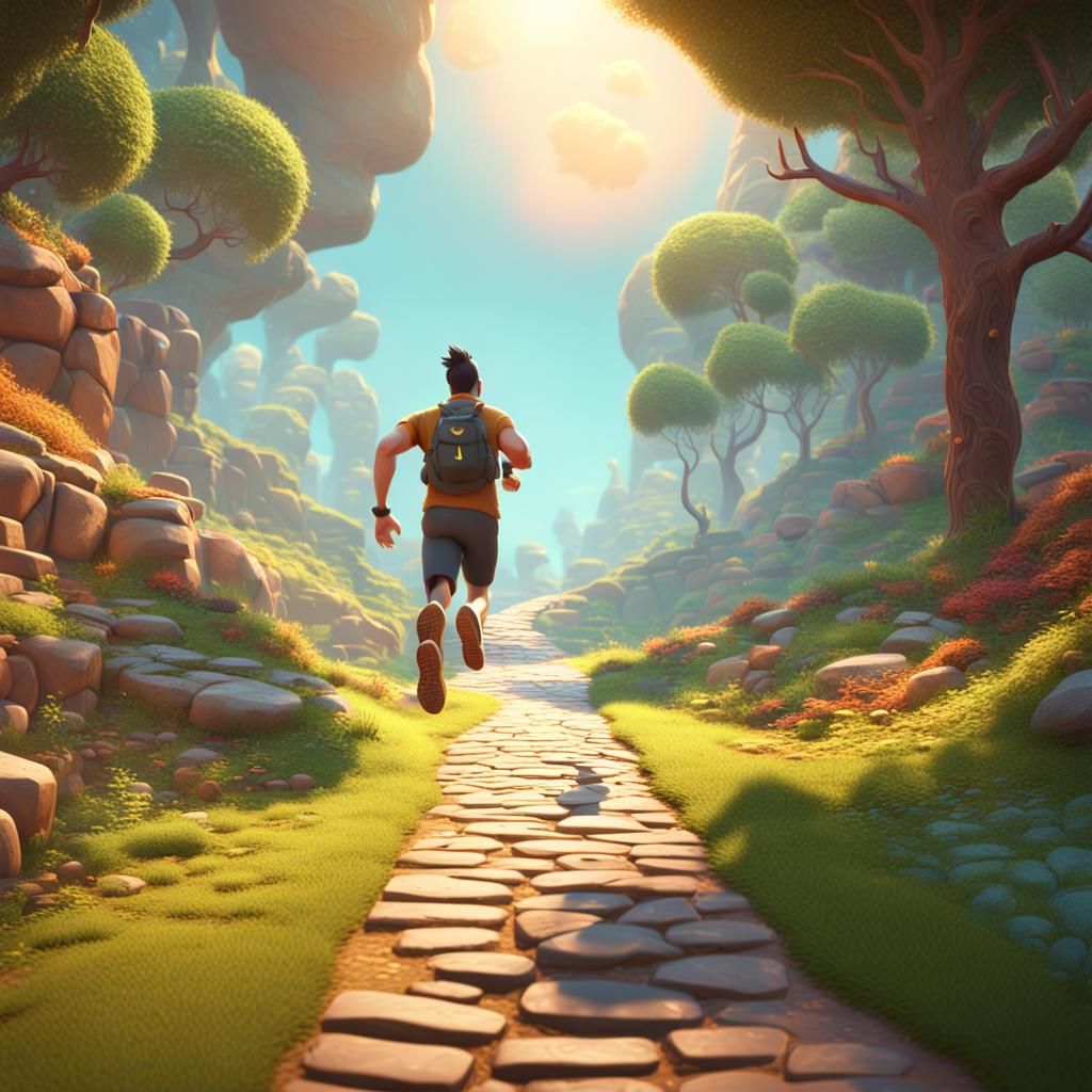 Man Running: Pixar-Style 3D Digital Art