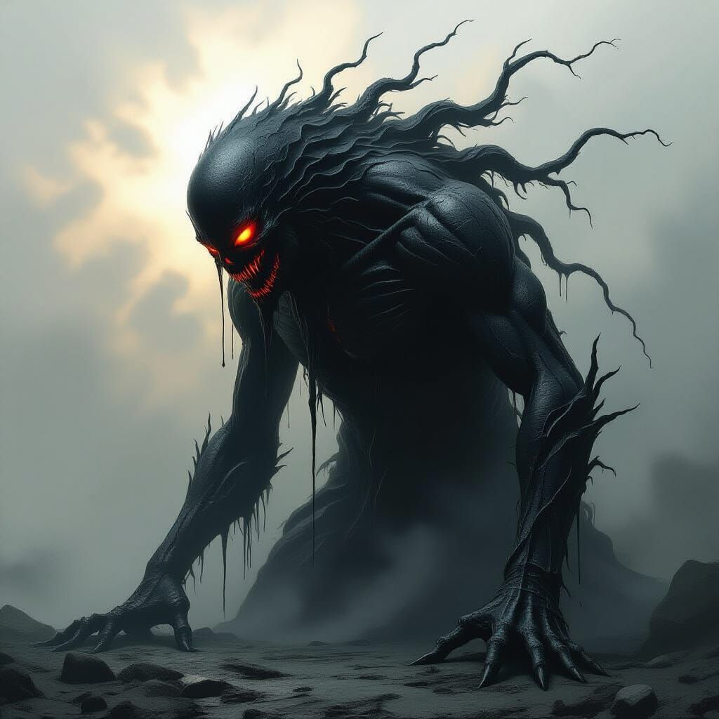 Horrifying Surreal Monster in Dark Fantasy Style