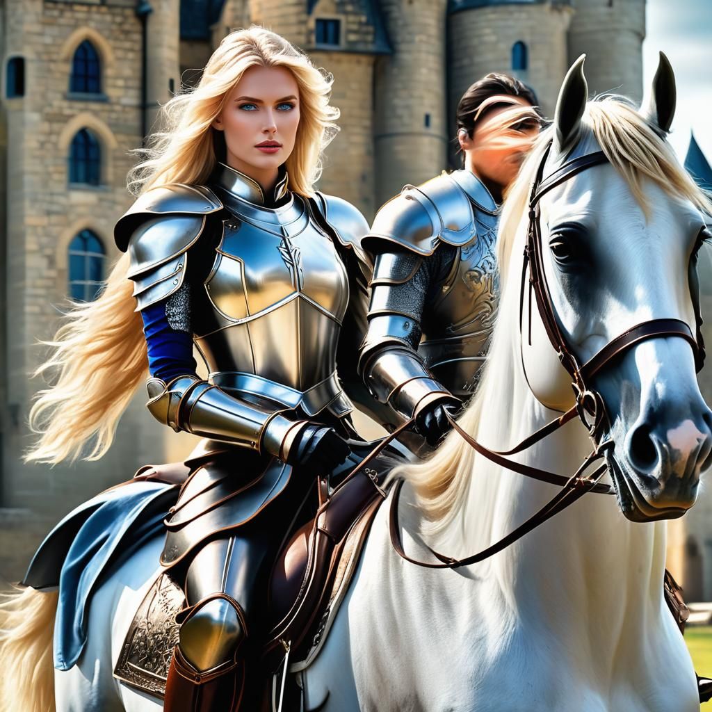 Handsome Knight on Horseback in Digital Painting