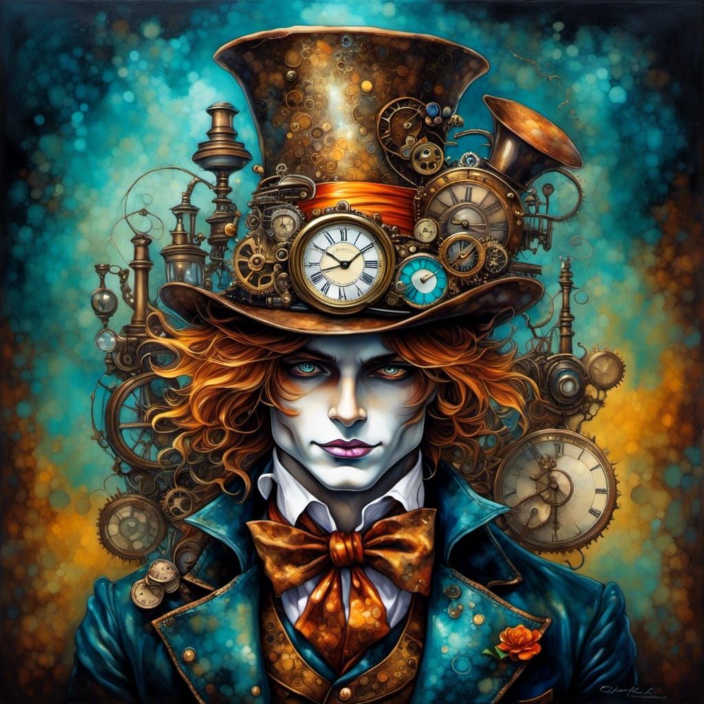 Steampunk Hatter in Detailed Artistic Composition