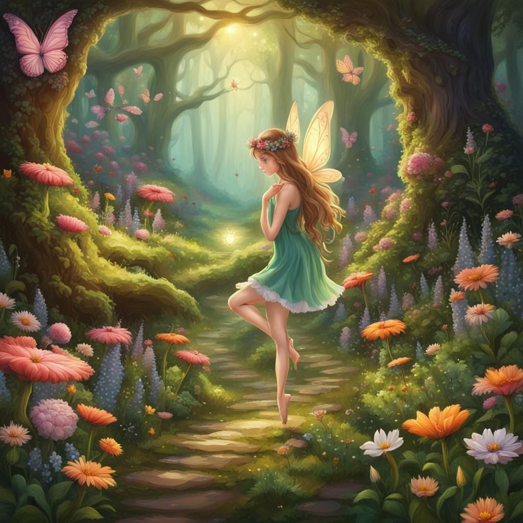 Enchanting Fairy in a Floral Fairyland