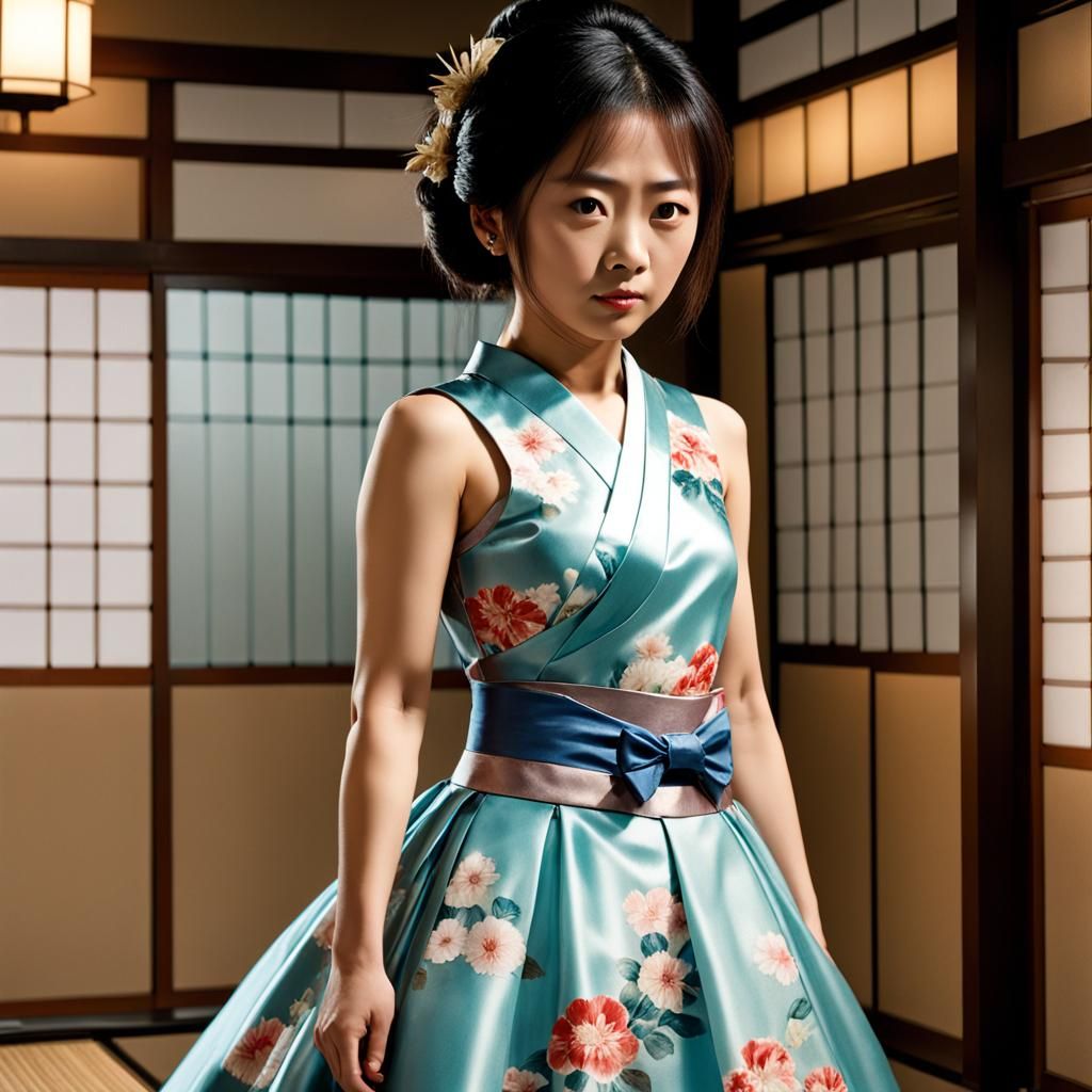 Hyperrealistic Japanese Woman in Traditional Dress