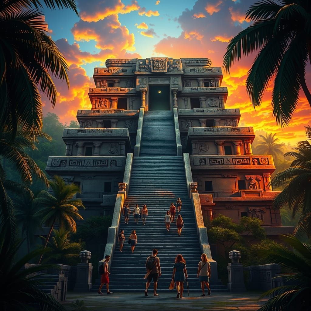 Majestic Mesoamerican Temple Blends Aztec and Maya Styles