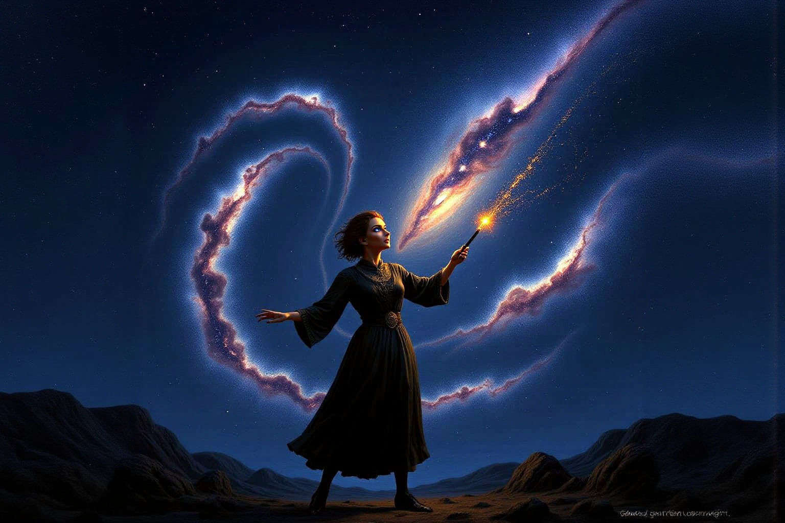 Celestial Artist Paints Galaxies in Starlight Matte Painting...