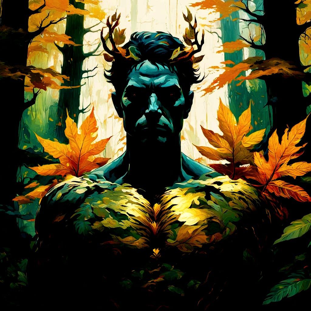 Glitchcore Autumn Equinox in Oil Suminagashi Style