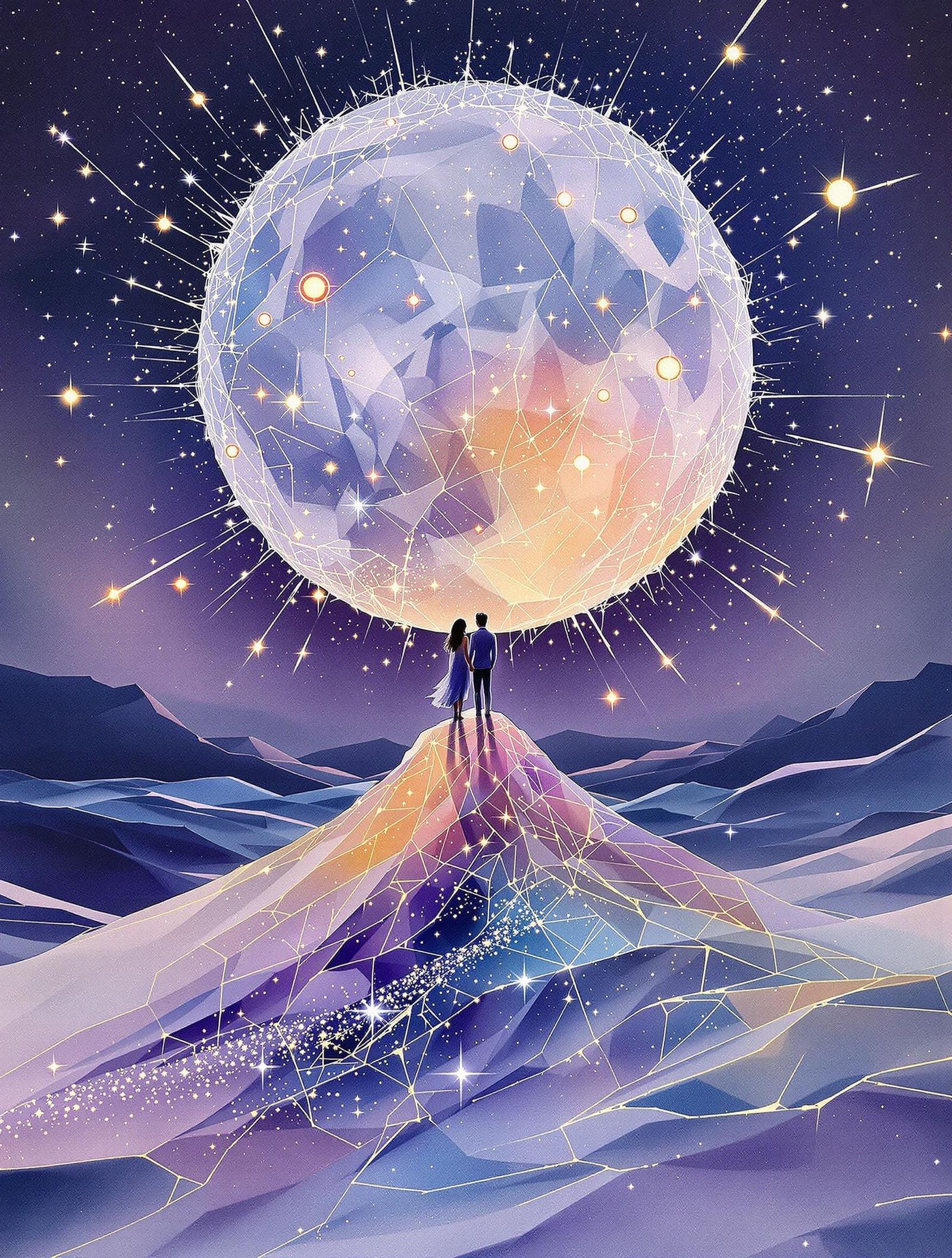 Surreal Desert Dreamscape with Shattered Moon