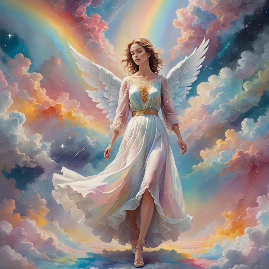 Rainbow Road Dreamscape: An Oil Painting