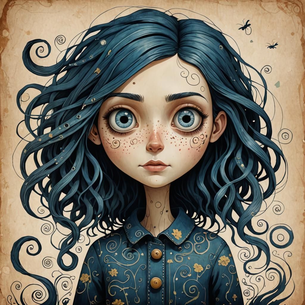 Mysterious Girl Illustration Inspired by 'Coraline'