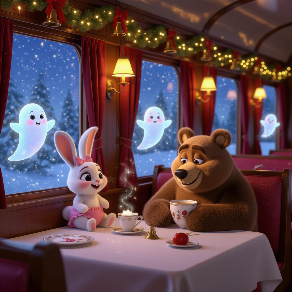 Magical Snowy Train Ride with Hot Cocoa and Ghosts