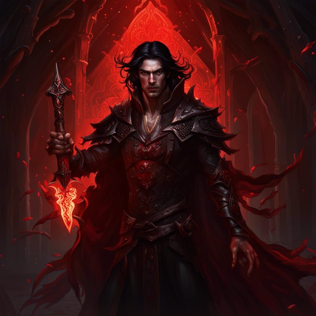 Elven Mage in Demonic Shadows: Dark Fantasy Art