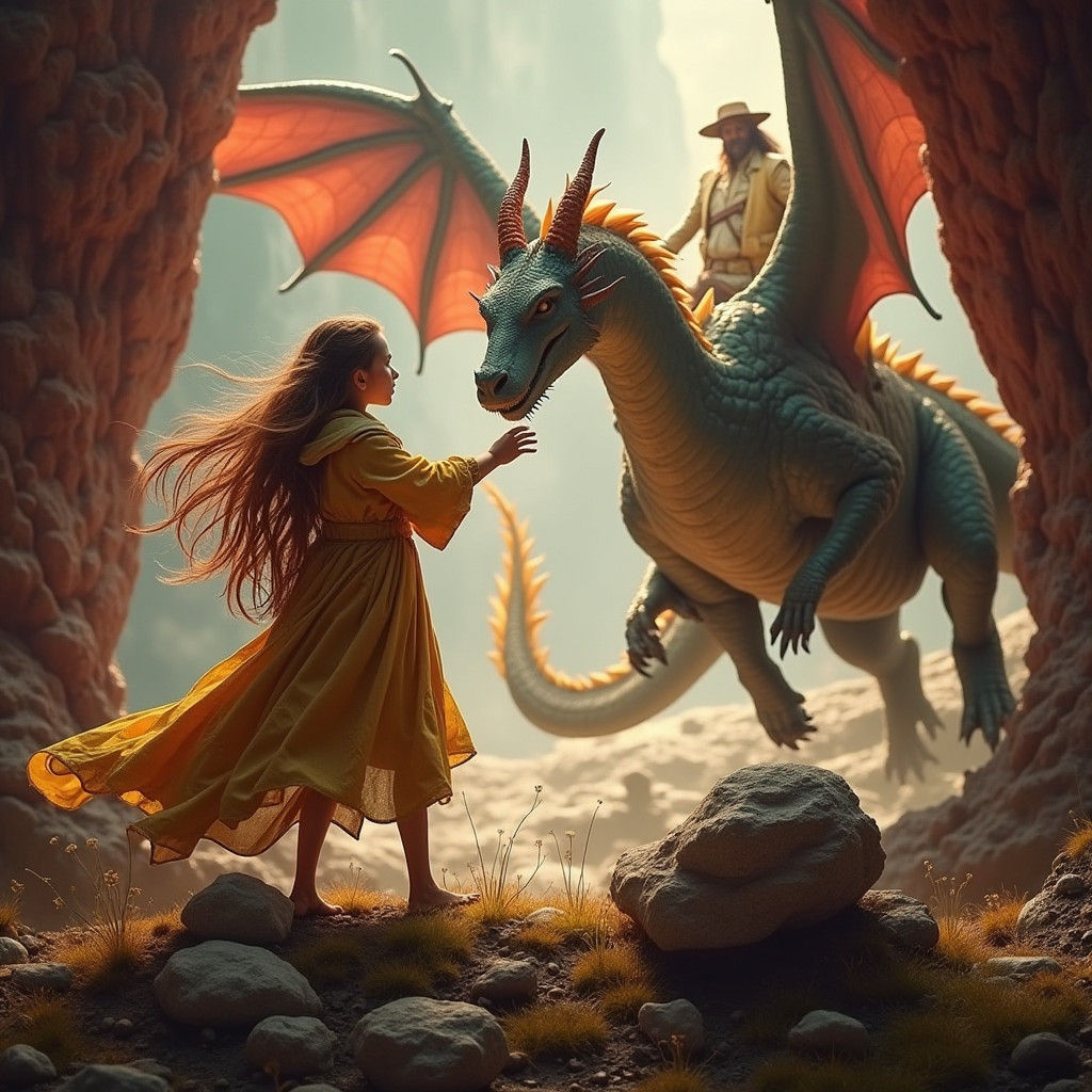 Majestic Dragon Soaring: A Matte Painting in 8K