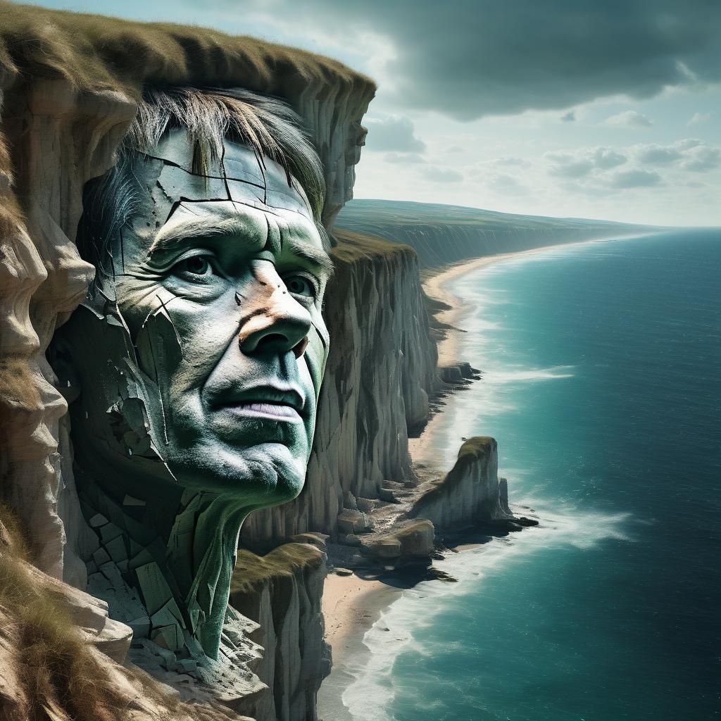 Chalk Cliff Face Revealing Coastal Singer Portrait