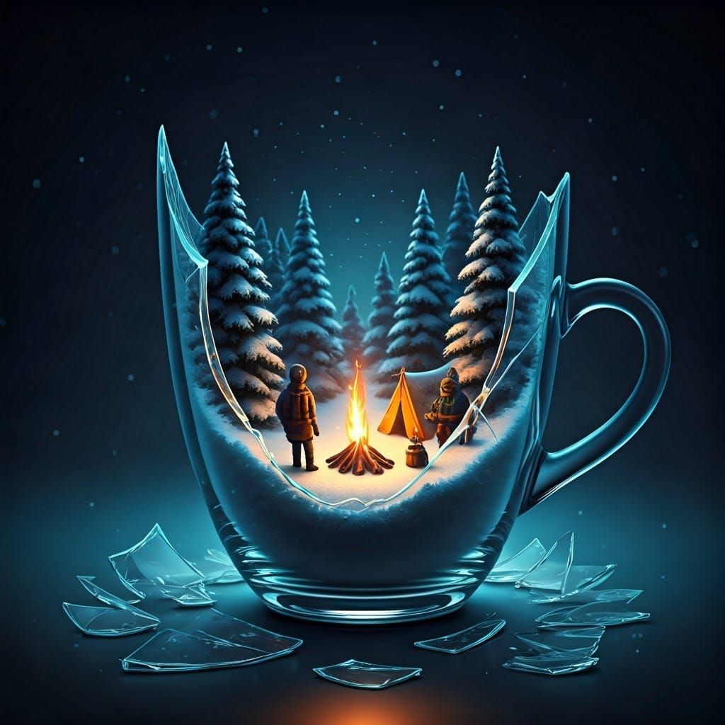 Miniature Winter Wonderland in Shattered Glass