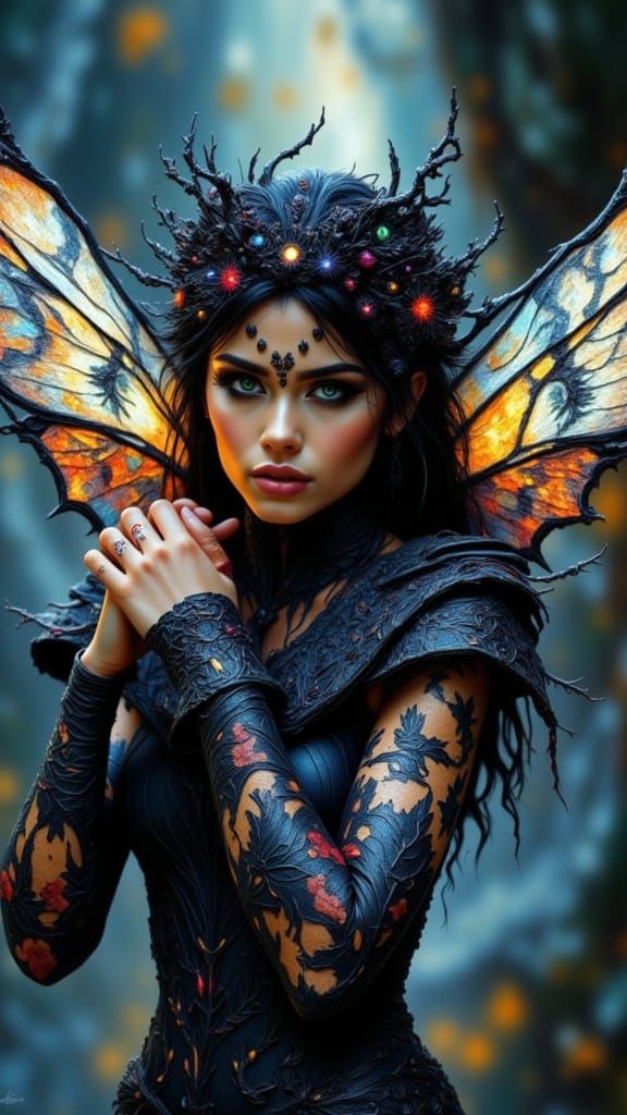 Fairy Goddess of Nebulae with Translucent Wings