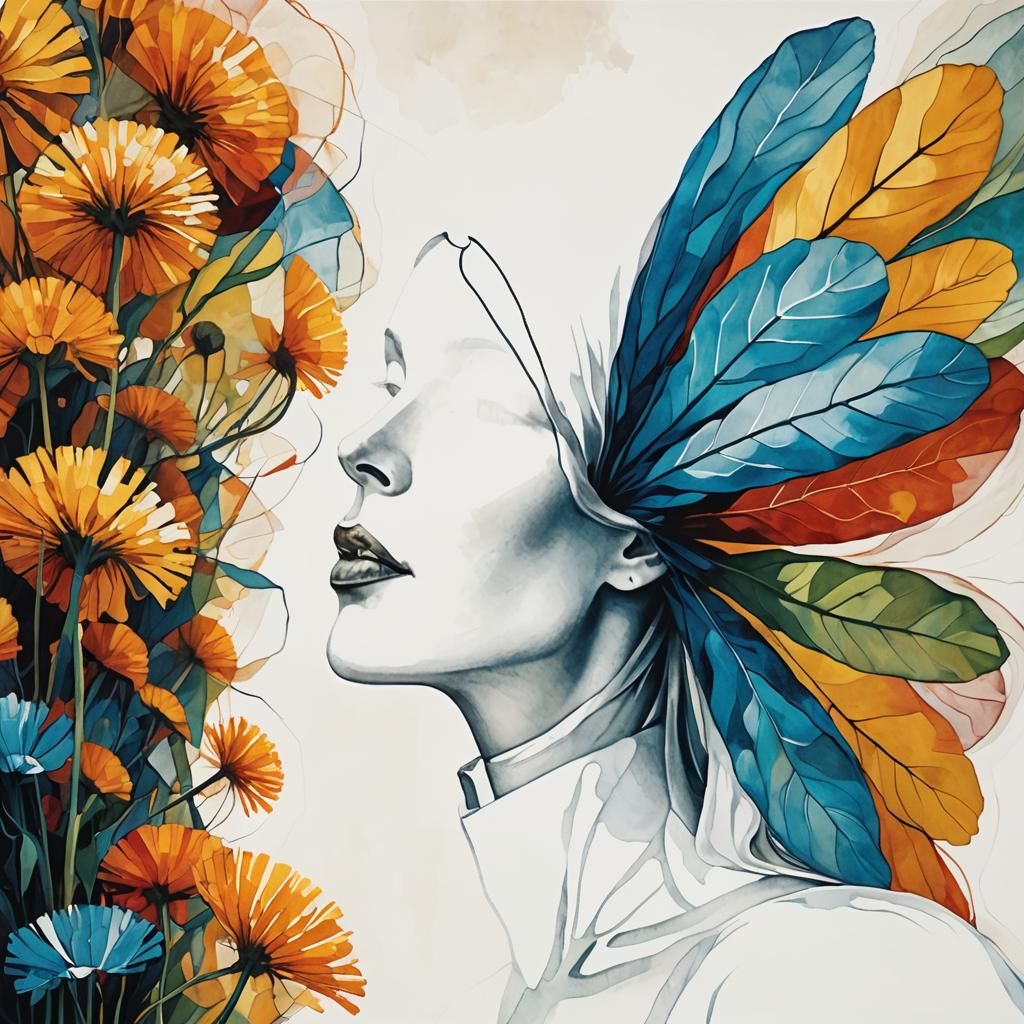 Surreal Ghostly Woman in a Dandelion Dreamscape