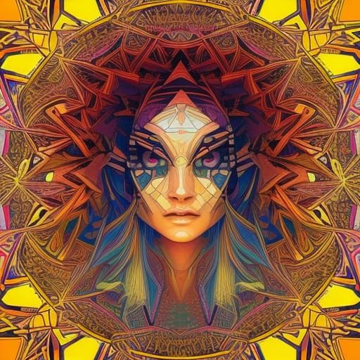 Geometric Mandala Fantasy Coloring Page for Adults