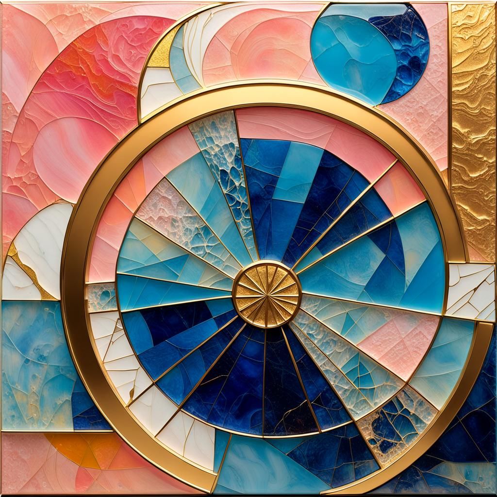 Abstract Art Deco Marble and Gold Design