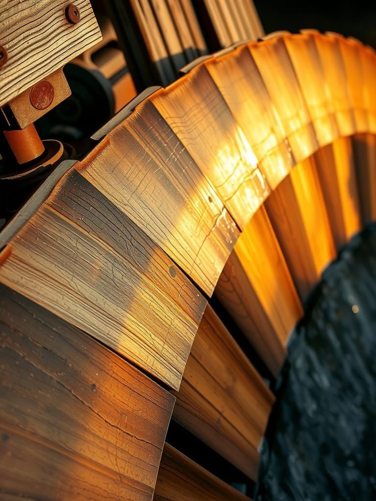 Weathered Wooden Paddles in Golden Light