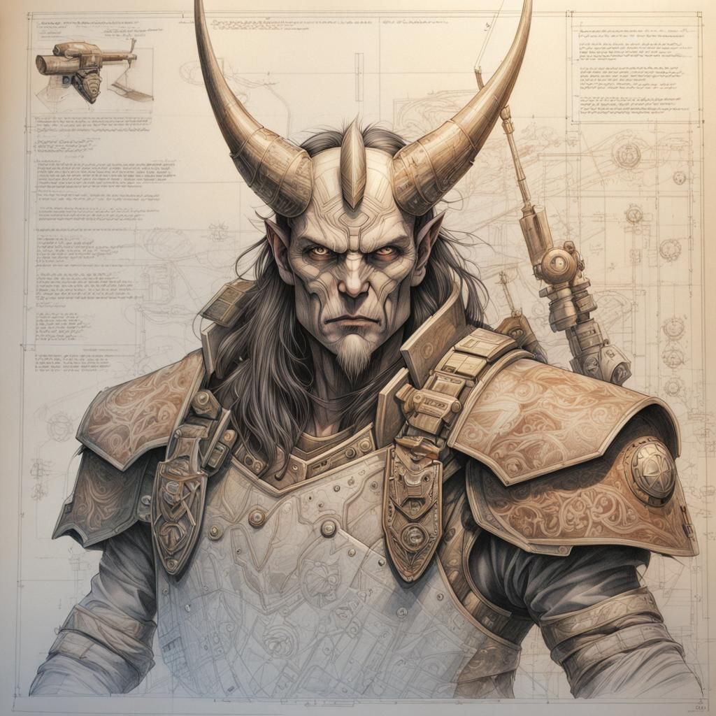 Diablo Blueprint Schematic in Graphic Novel Style