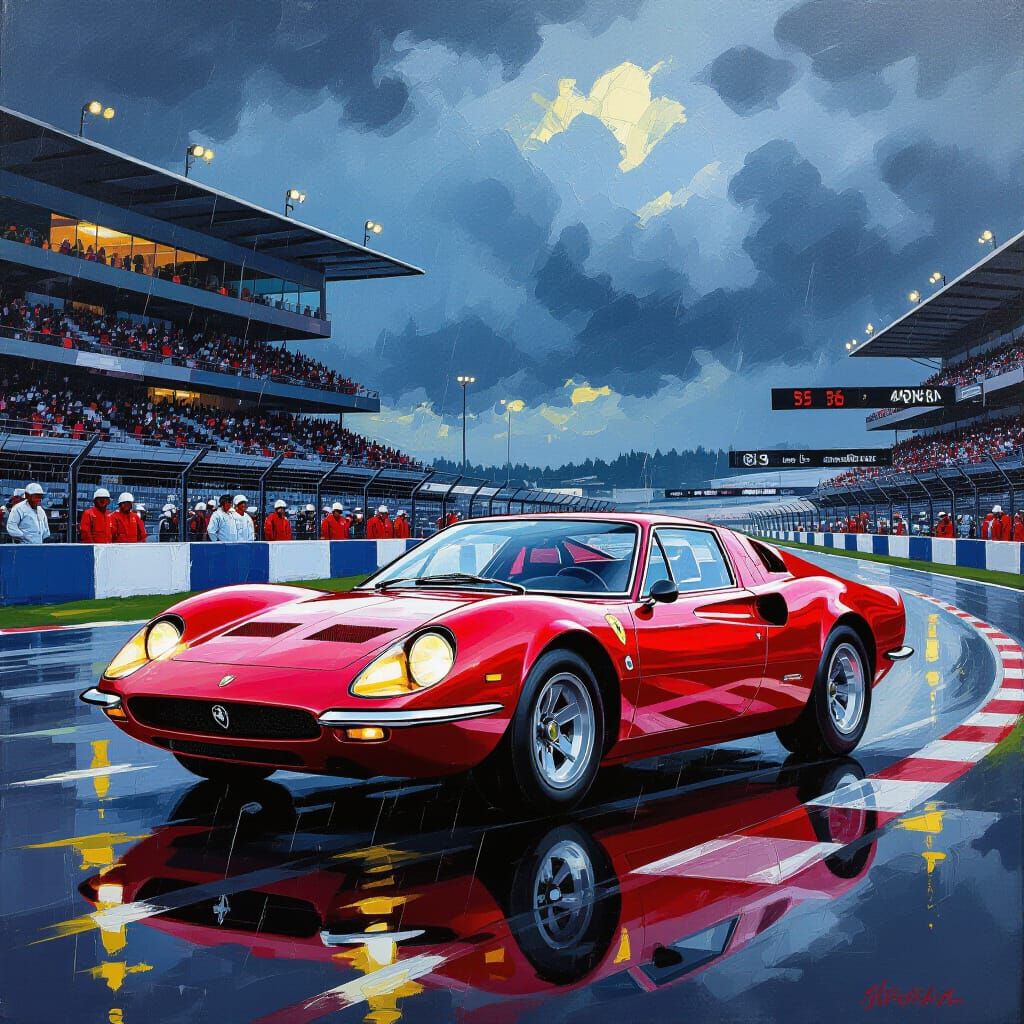 Ruby Red 1960s Lancia Inspired Car at Nürburgring