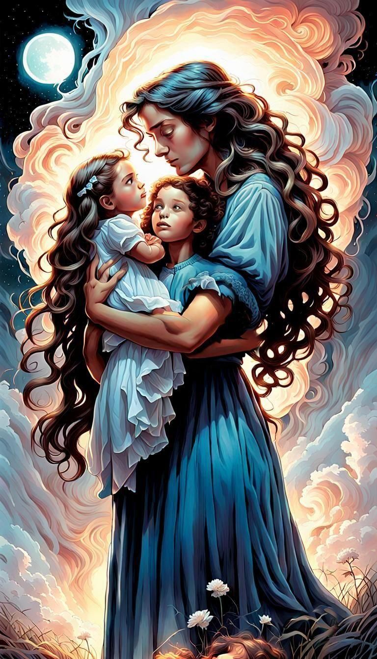 Girl and Children with Grandmother's Spirit