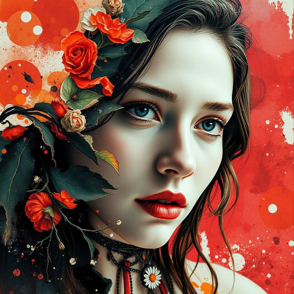 Dreamy Double Exposure Portrait with Water Elements and Text...