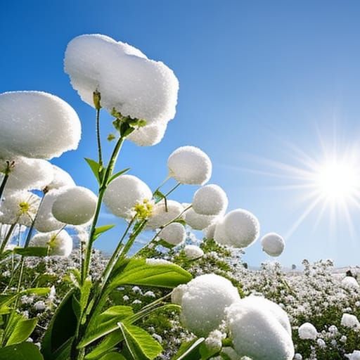 Radiant Snowball Flowers in Divine Sunlight