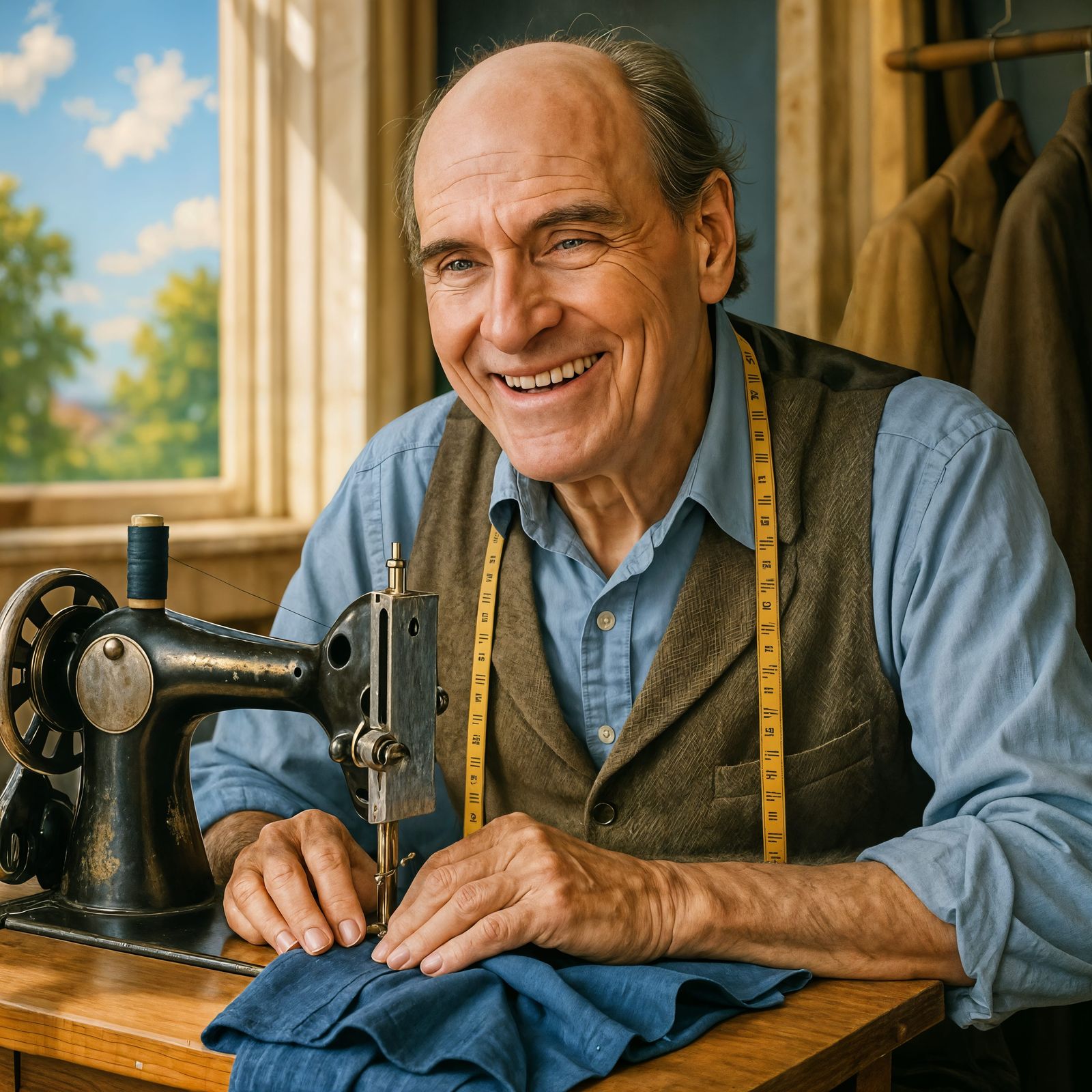 Happy James Taylor as a Detailed Tailor