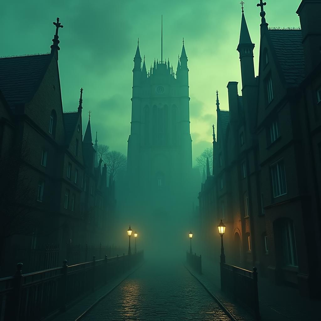 Mystical Victorian London at Dusk: Matte Painting