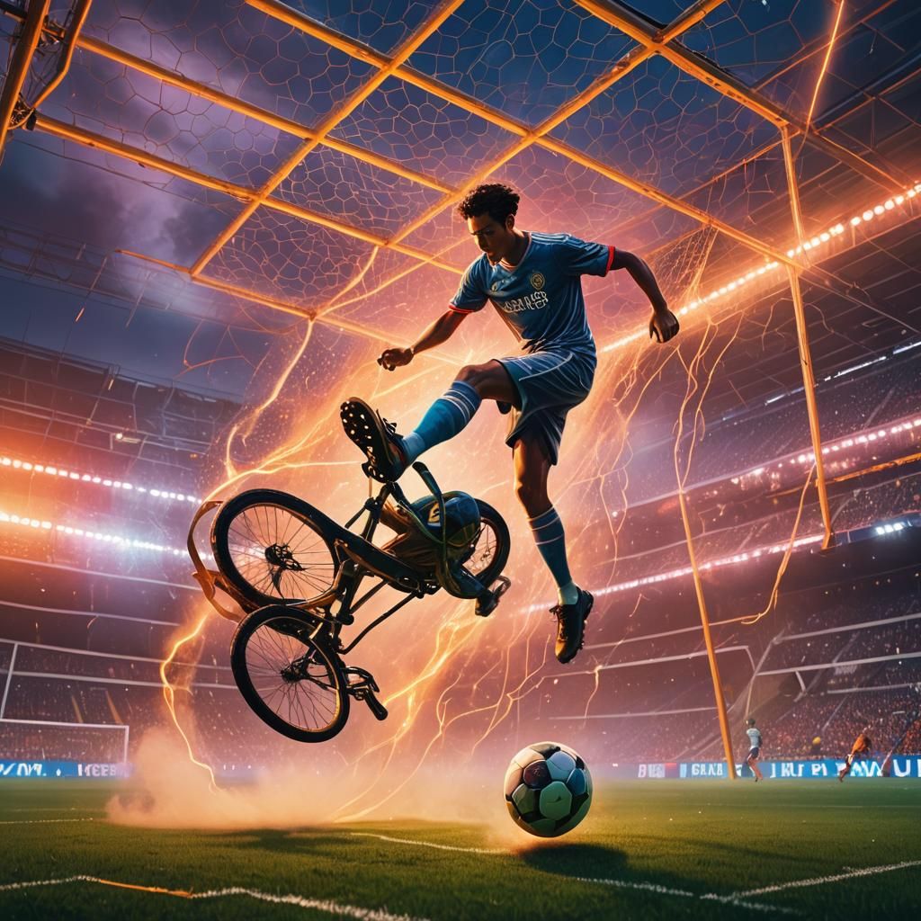 Mystical Soccer Player's Bicycle Kick: Fantasy Concept Art
