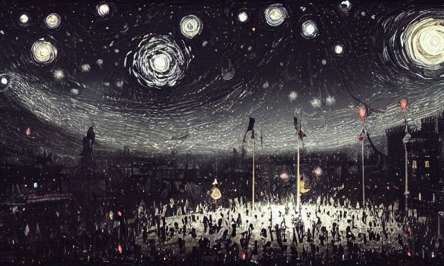 Victorian Circus Under Starry Night Sky
