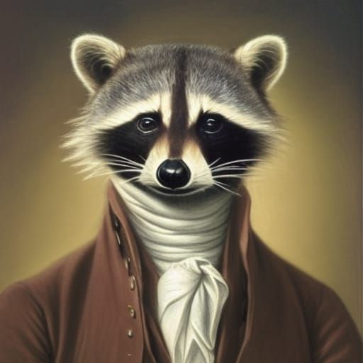 Raccoon as Thomas Jefferson Signing Declaration