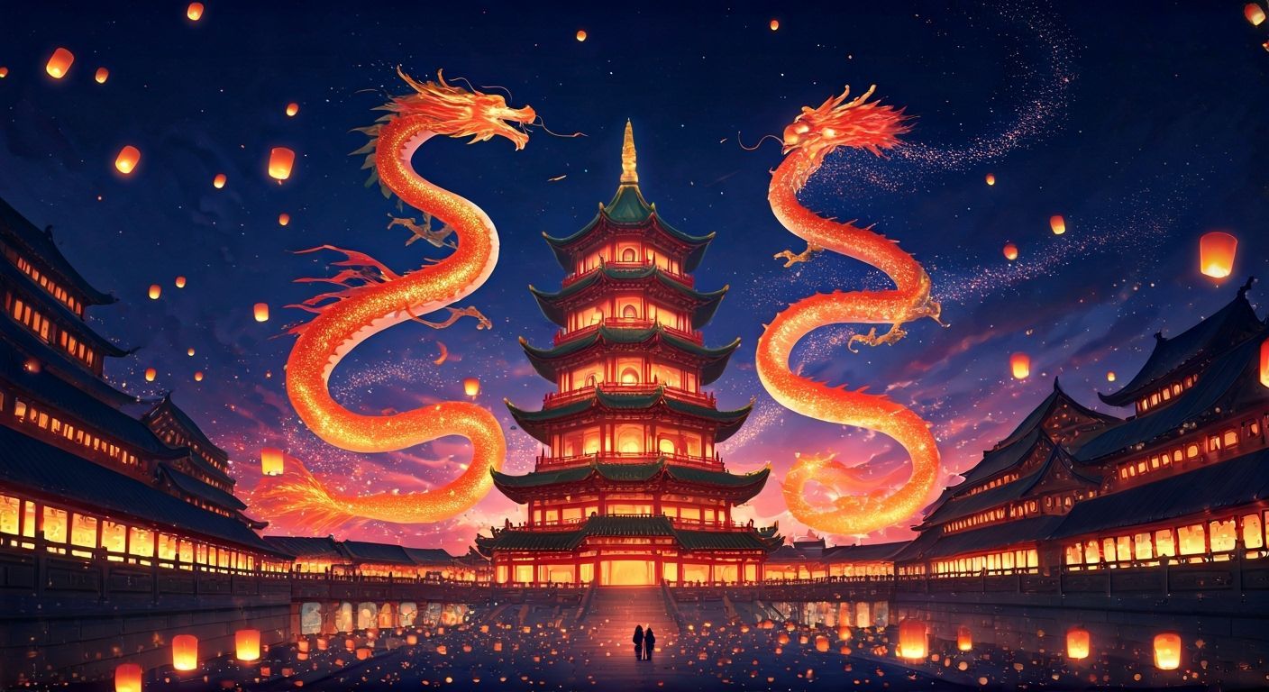 Magic Pagoda Lantern Festival with Dragons