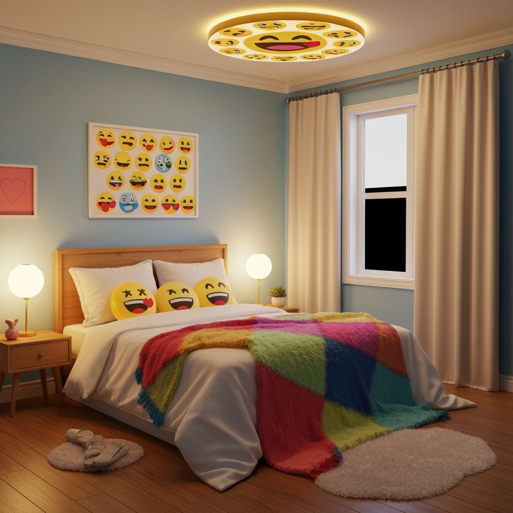 Emoji Bedroom Decor in 3D Rendering Style