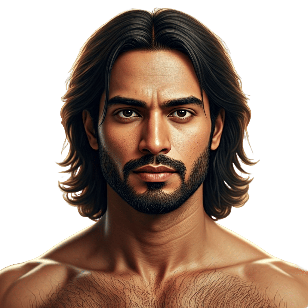 Hyper-Realistic Portrait of a Hairy Indian Man