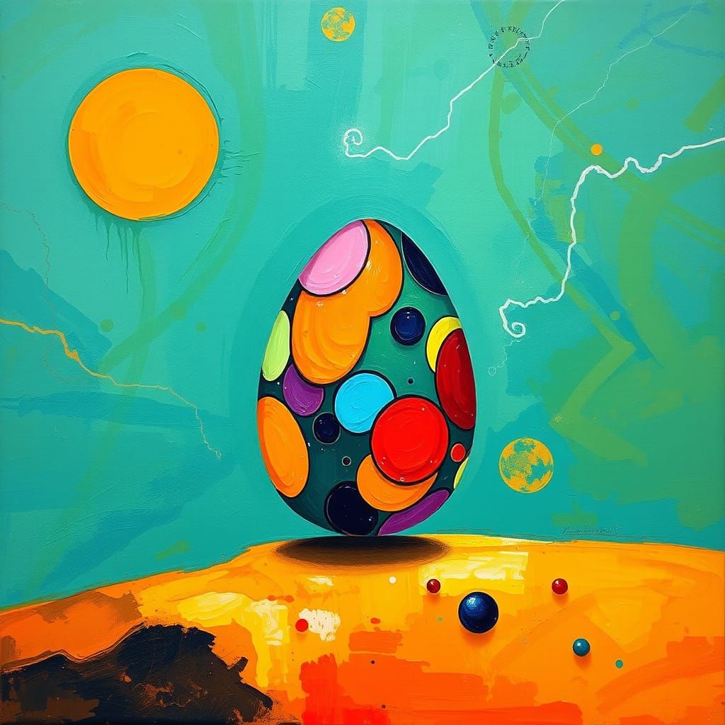 Expressive Egg in Vibrant Acrylic Colors