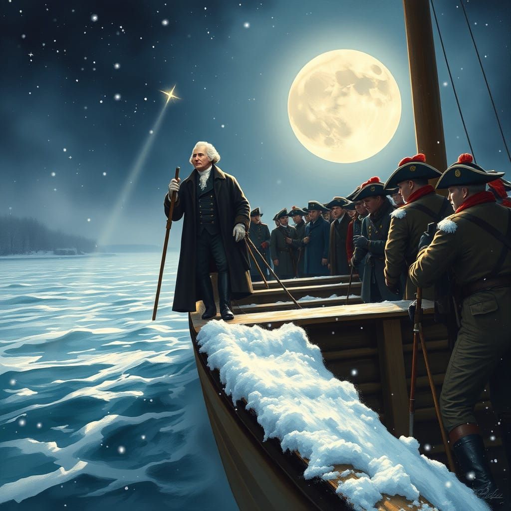 Heroic Crossing of the Delaware River in Impressionist Style