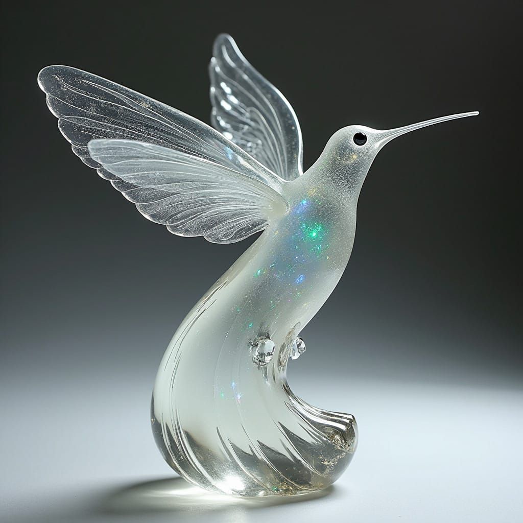 Angel with Hummingbird Feathers in Elegant Black and White