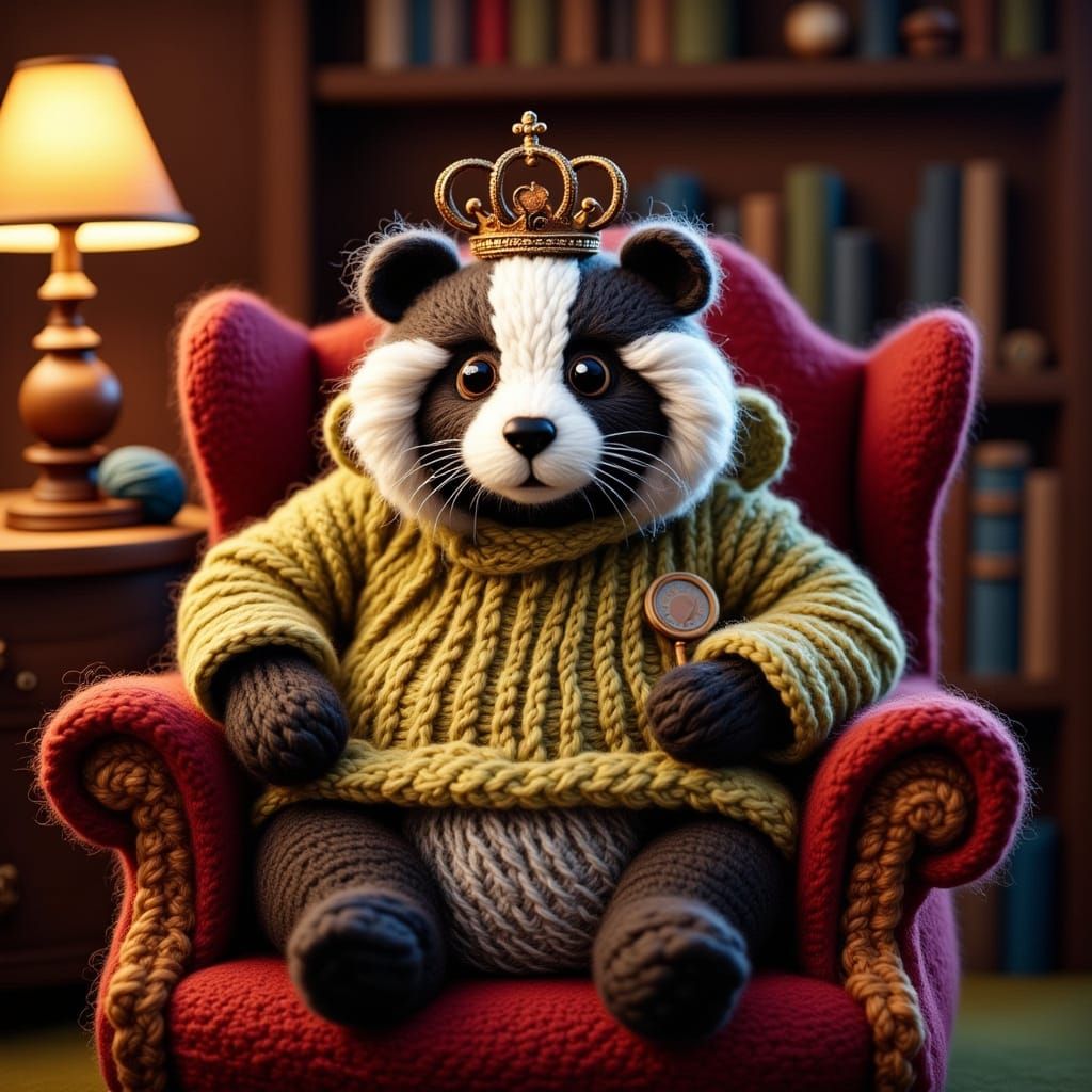 Plump Capybara in Crown on Moss Throne