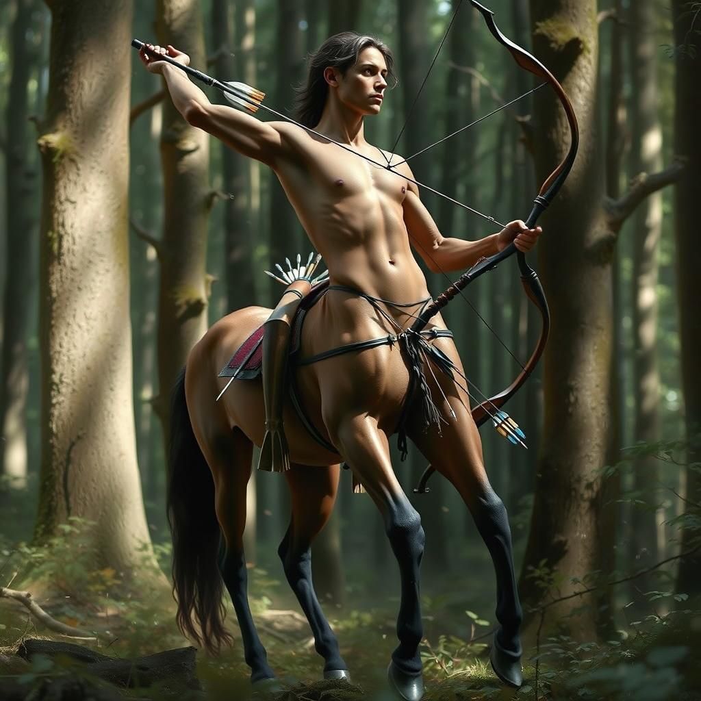 Majestic Centaur Hunter in Misty Forest Photo