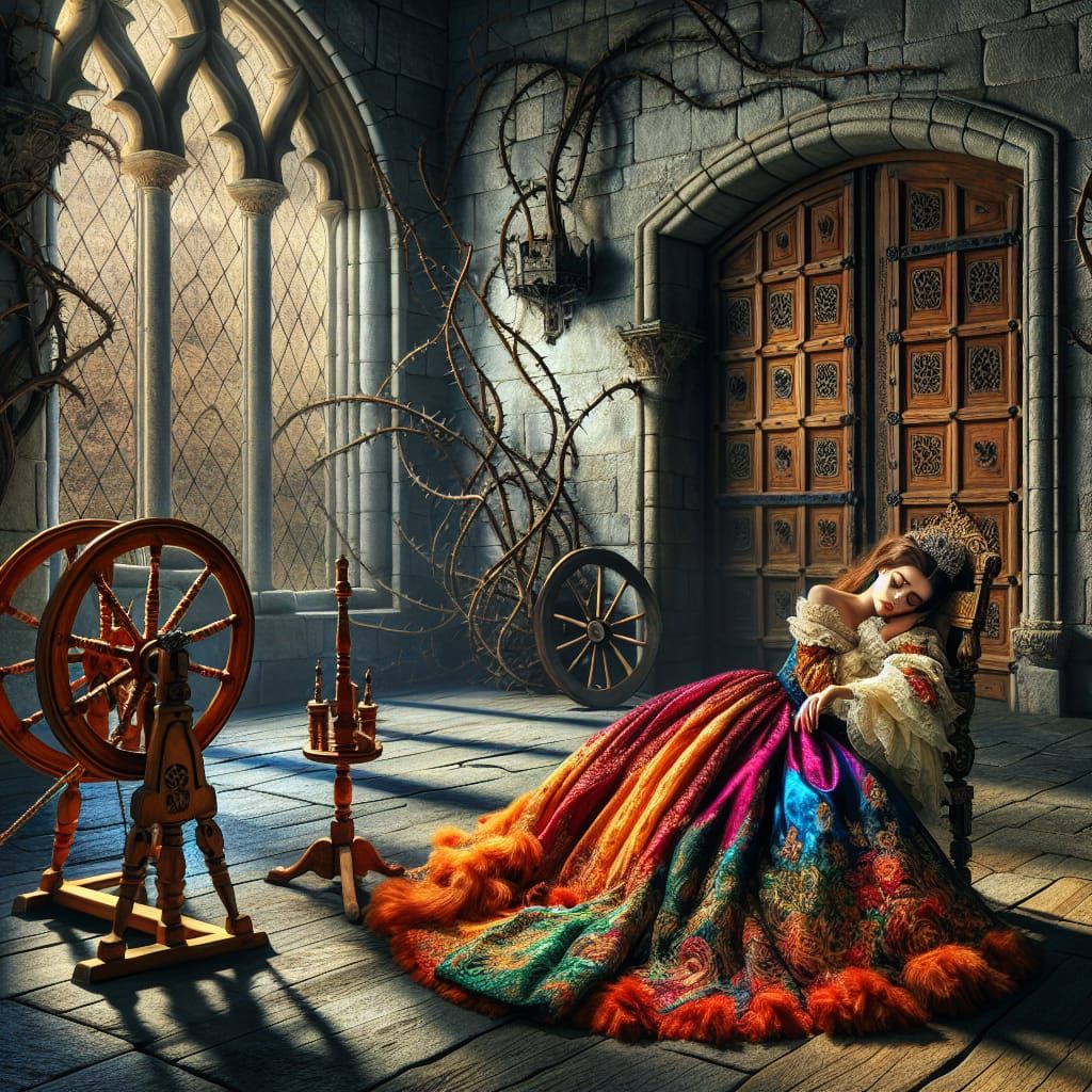 Sleeping Hispanic Princess in an Ancient Tower