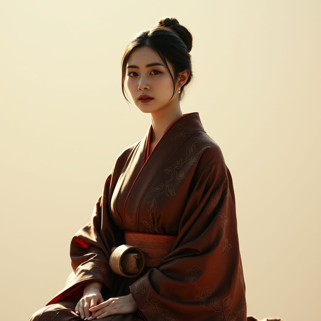 Woman in Elegant Shibari Bondage, Highlighting Natural Beaut...