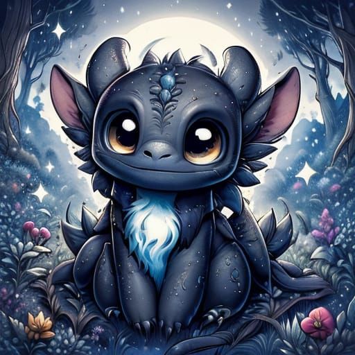 Happy Surreal Scene in Coloring Book Style