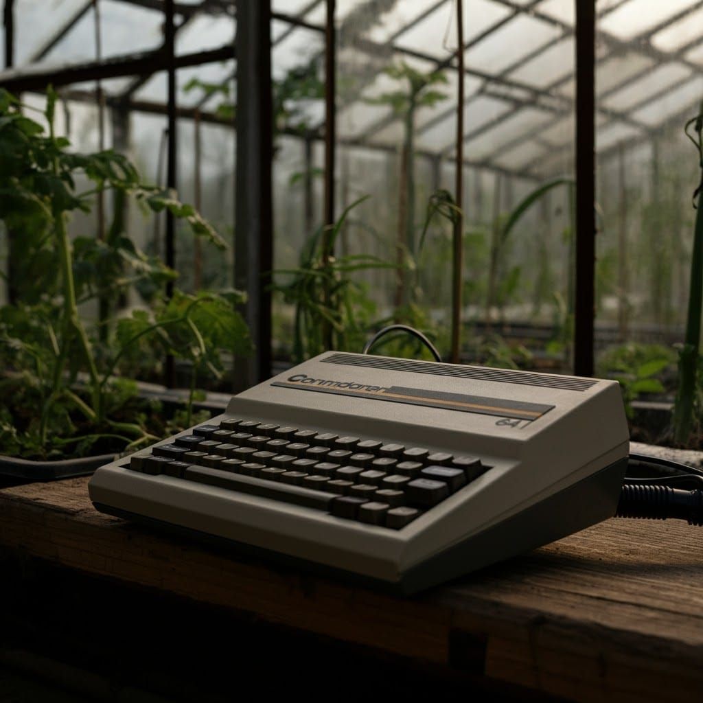 A Commodore 64 connected to a greenhouse.