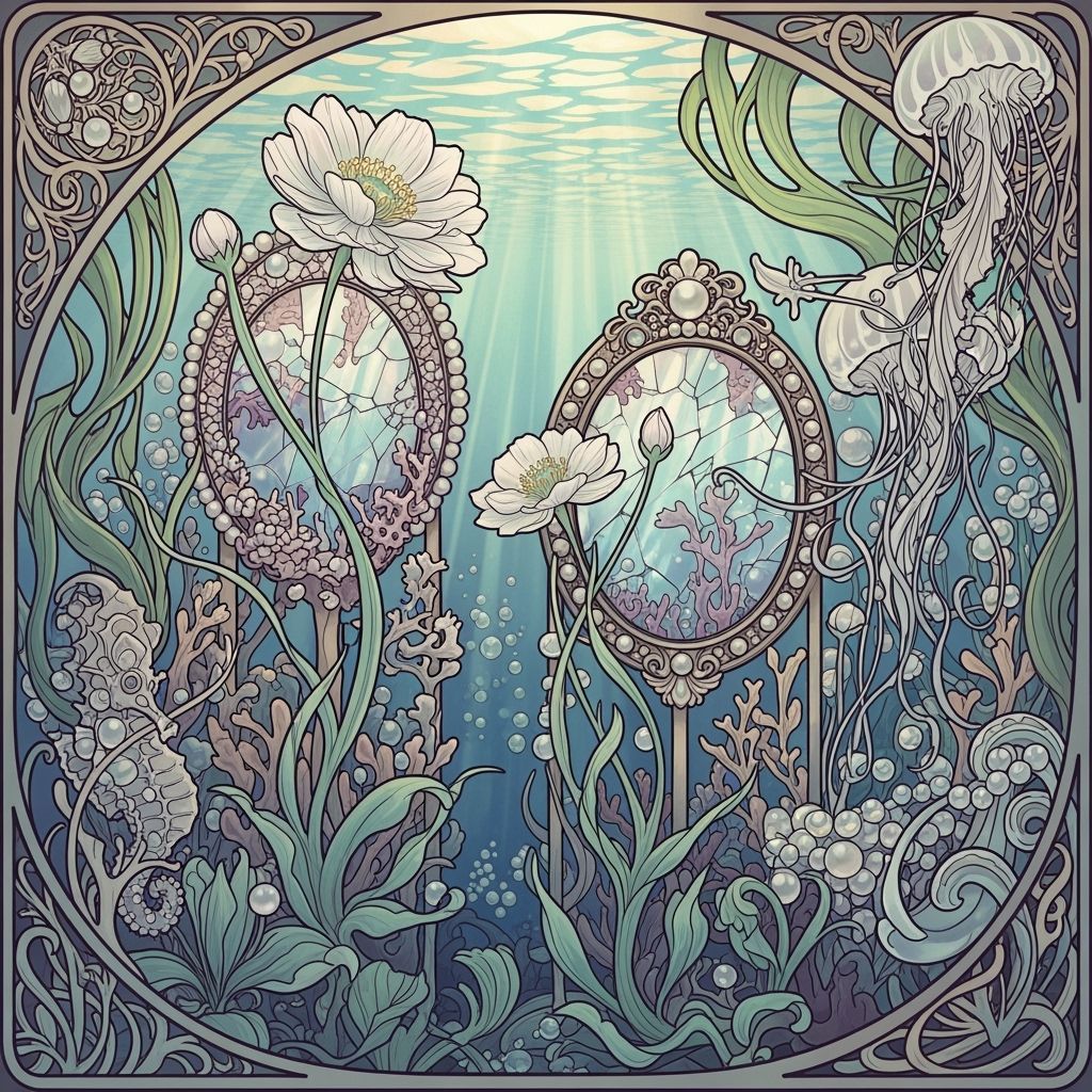 Ethereal Underwater Garden in Art Nouveau Style