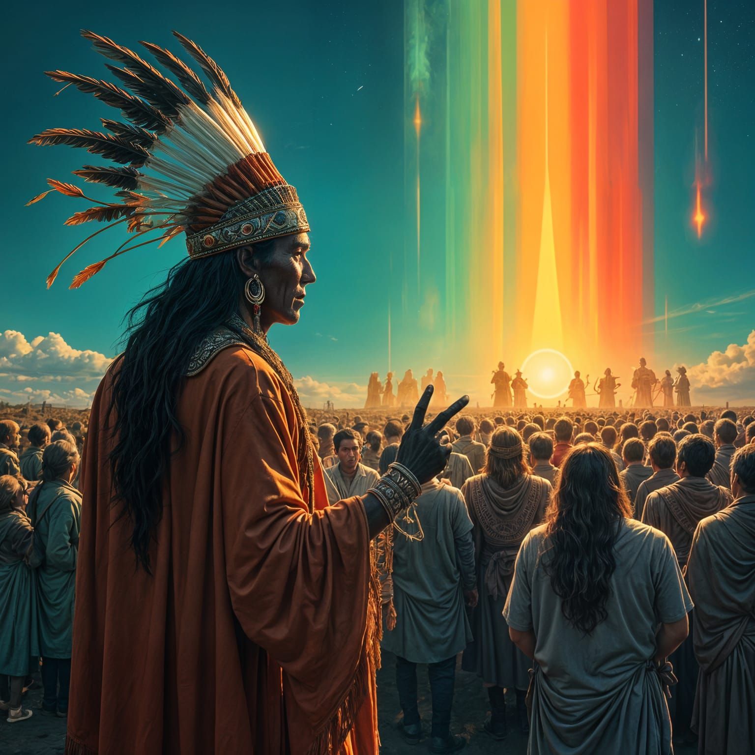 Black Elk Speaks to All People in Retrofuturism Style