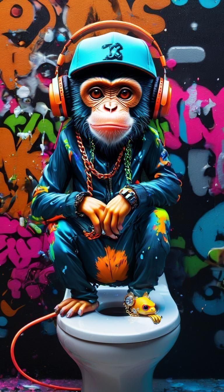 Cartoon Monkey-Fish Hybrid in Anime Style